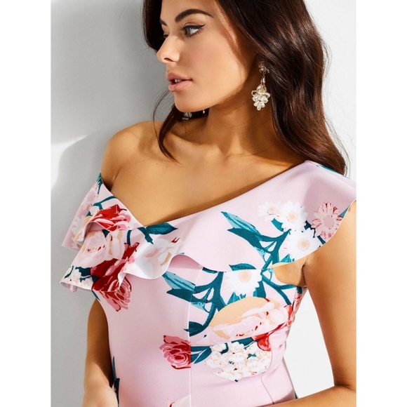 Floral Off-Shoulder Guess Pink Dress - Picture 9 of 9